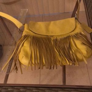 Sorpresa! Yellow leather fold cross body/fringes